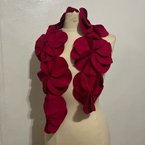 Stylish and Unique Top It Off Magenta Pink Floral Patch Scarf